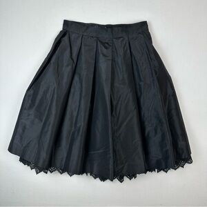 Escada Silk Pleated Midi Skirt with Tulle & Lace Trim Black Whimsigoth Party